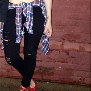 Frame Le Color Ripped Jeans in Film Noir